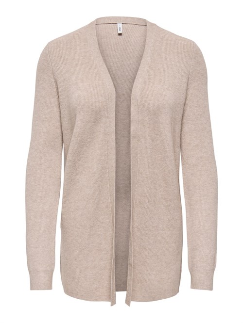 Only Mary Strik Cardigan med rib, Lys brun 